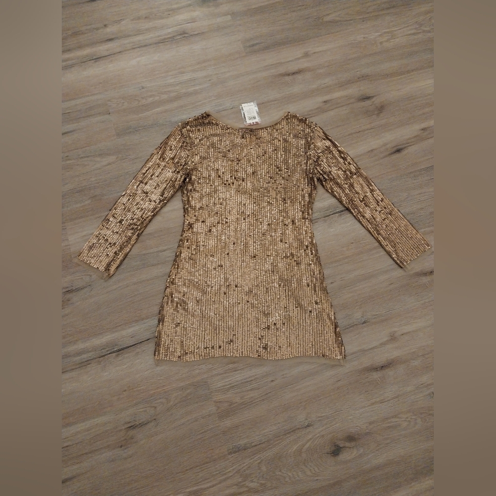 NWT Arden B. matte bronze sequin mini dress